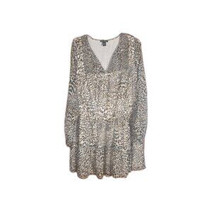 Express  Women’s Size (Medium) Leopard Cheetah Long Sleeve Shift Dress. HL142